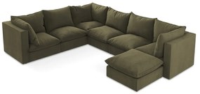 Divano angolare color kaki (con penisola a sinistra/a U) Manao – Makamii