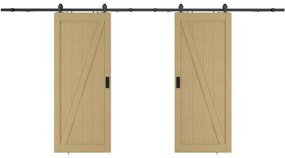 Porta scorrevole doppia con sistema esterno muro 2 x H205 x L93 cm  in Legno e MDF Naturale chiaro - BALERMA