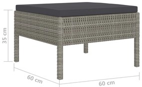 Set Divani da Giardino 4 pz con Cuscini in Polyrattan Grigio