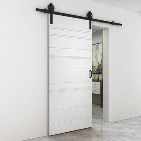 Porta scorrevole reversibile Mast Incisa in mdf bianco, L 93 x H 212 cm, con binario Rodeo