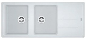 Lavello integrato 2 vasche con gocciolatoio laterale destro o sinistro FRANKE Boston fragranite L 50 x L 116 cm bianco