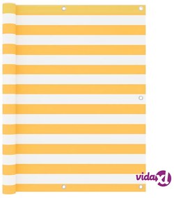 vidaXL Paravento Balcone Bianco e Giallo 120x400 cm Tessuto Oxford