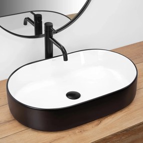 Lavabo da appoggio in ceramica Rea Nadia Black Mat White