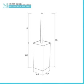 Porta scopino wc bianco completo di scopino con setole morbide Star