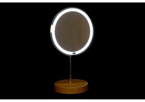 Specchio Ingranditore con LED DKD Home Decor Argentato Bambù (20 x 14 x 34 cm)