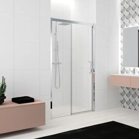 Porta doccia scorrevole Lead L 122 x H 200cm, Sp. 8 mm in vetro vetro senza finitura / trasparente profilo cromo