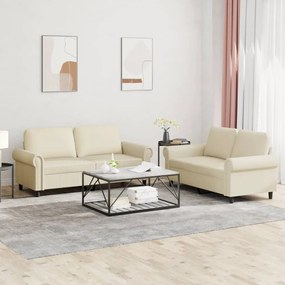 Set Di Divani 2 Pz Con Cuscini Crema İn Similpelle /