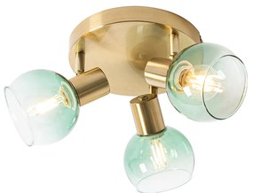 Plafoniera Art Déco oro con vetro verde 3 luci - VIDRO
