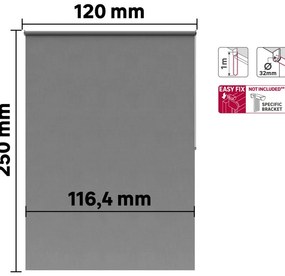 Tenda a rullo oscurante INSPIRE Malawi grigio / argento 120x250 cm