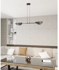 Lampadario Moderno 2 Luci Iperione A Bracci In Acciaio Nero