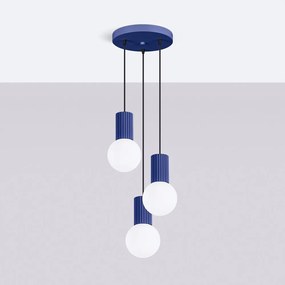 Lampadario blu scuro con paralume in vetro ø 25 cm Orbital – Sollux
