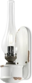 Applique Vintage Candela Ceramica Bianca 1 Luce E14