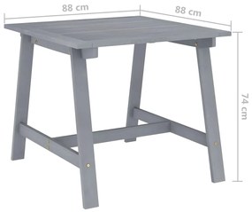 Set da Pranzo da Giardino 3 pz Legno Massello di Acacia Grigio