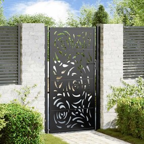 Cancello Giardino Nero 105x180 Cm İn Acciaio Design A Fiamma /