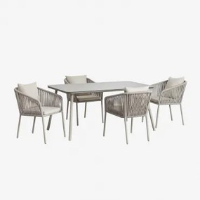 Set tavolo rettangolare (160x90 cm) e 4 sedie da pranzo Arhiza - Sklum