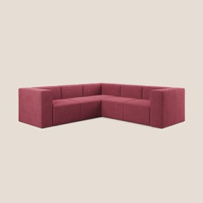 Nettuno divano angolare componibile reversibile in morbido tessuto bouclè T07 rosso