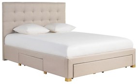 Letto con cassetti matrimoniale 160x200 cm in tessuto beige RENO