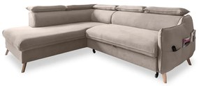 Divano letto angolare in velluto beige (angolo sinistro) Sweet Harmony - Miuform