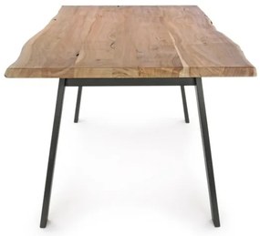 Tavolo In Legno Massello Grezzo Stile Industrial Moderno Gambe in Acciaio Bizzotto 200x95 Cm Aron