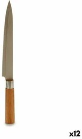 Coltello da Cucina 3 x 33,5 x 2,5 cm Argentato Marrone Acciaio inossidabile Bambù (12 Unità)