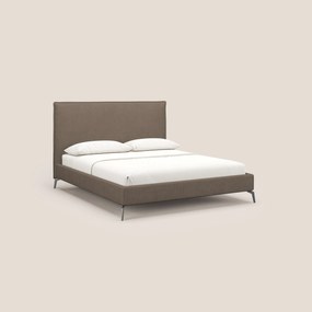 Iris letto imbottito con piedini neri sfoderabile in tessuto impermeabile T02 marrone