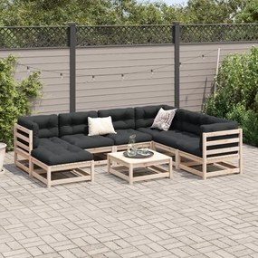 Set divani da giardino 8 pz con cuscini legno massello di pino