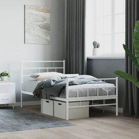 Giroletto Con Testiera E Pediera Metallo Bianco 90x190 Cm /