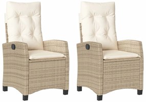 Sedie reclinabili da giardino 2pz con cuscini beige polyrattan