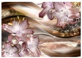 Fotomurale adesivo  Lilies on the Wave (Brown)  Larghezza x Altezza Home decor 245x175