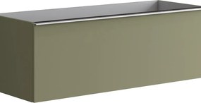 Mobile da bagno sospeso sotto lavabo Pixel plain 2 cassetti L 120 x H 40 x P 45.5 cm verde salvia laccato opaco, con maniglia alluminio brillante