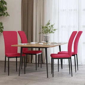Sedie da pranzo 4 pz rosso vino in velluto