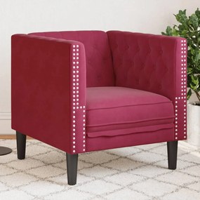 Poltrona Chesterfield Rosso Vino İn Velluto /