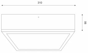 Plafoniera OAK SQUARE 2xE27/15W/230V 31x31 cm quercia/nero