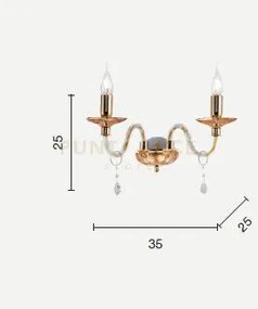 Applique in vetro e cristallo oro 2 luci cecilia ap.cecilia-2-oro