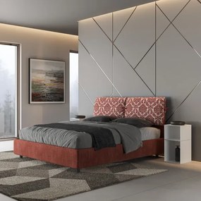 Letto matrimoniale contenitore imbottito 160x190 tessuto Agata 4 bordeaux Mados