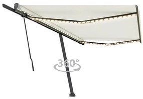 Tenda Da Sole Retrattile Manuale Con Led 500x300 Cm Crema /