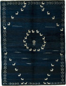 Gabbeh Tappeto 220x170 Blu (Iran) Annodato A Mano