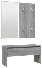 Set di Mobili da Corridoio Grigio Sonoma in Legno Multistrato