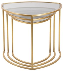 Tavolini rotondi in set di 3 con piano in vetro in oro ø 60 cm Triangle - Mauro Ferretti