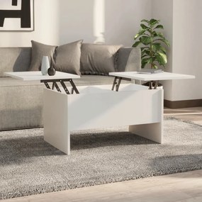 Tavolino da salotto bianco 80x50x42,5 cm in legno multistrato