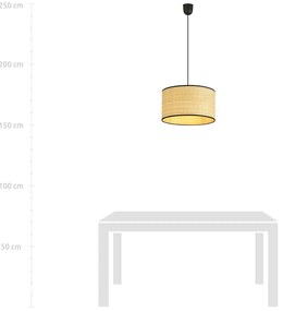 Sospensione Nordica 1 Luce Drago In Acciaio Nero E Rattan