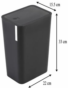 Pattumiera 8 litri Nera in Plastica Con Coperchio Push Moderna
