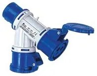 adattatore industriale con spina cee e due prese cee ip44 - 16a colore blu fer271936