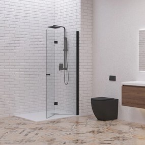 Doccia walk in a libro 80 cm colore nero | KSW7000N - KAMALU