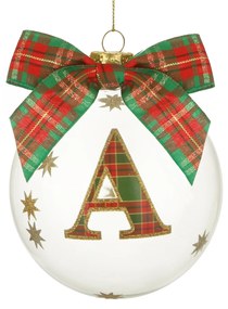 Pallina Natale con lettera A 10 cm tartan