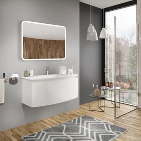 Mobile sottolavabo e lavabo Sole per vasca centrale bianco lucido L 100 cm