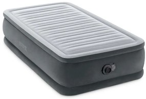 64412ND - Materasso Gonfiabile Dura-Beam Comfort Plush Elevated Singolo, con Pompa Elettrica Incorporata, pvc, Grigio, 99x191x46 cm - Intex