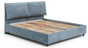 Letto matrimoniale imbottito blu con contenitore, materasso e rete inclusi 180x200 cm Myra Pillow – Bonami Selection
