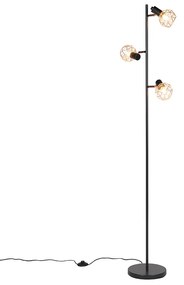 Lampada da terra nera con rame 3 luci - Mesh