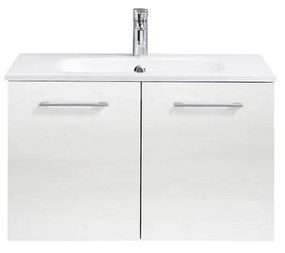 Mobile da bagno sotto lavabo Madeo rovere bianco L 80 x H 48 x P 45 cm 2 ante, lavabo non incluso